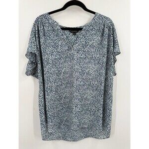 Banana Republic XL Blouse Lot of 3 Blue Floral Short Sleeve Red V-Neck